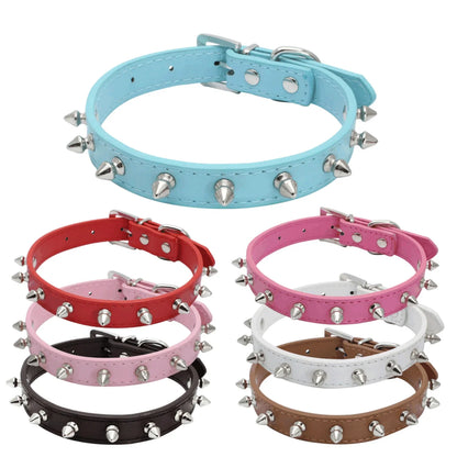 1pc Cool Collar Leather, Spiked Studded, Small Medium Colorful Pets Necklace