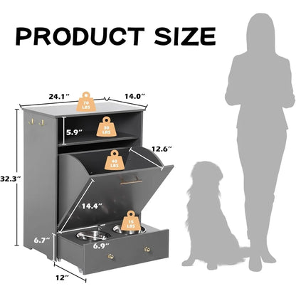 Storage Cabinet with Removable Bowls Feeder Station