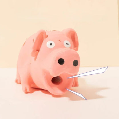 This squeaky pig dog toy is made of durable latex rubber, perfect for chewing, fetching, and interactive play that keeps your pup entertained and happy.