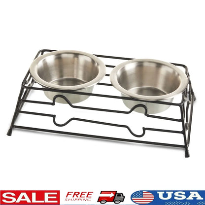 Elevated Dog/Cat Metal Diner Stainless Steel Bowls 12.68 fl oz 3-in-1 Compact Design Easy Clean Durable Non-Corrosive