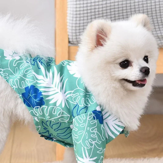 Summer Dog Clothes. Hawaiian Style Beach Dog Shirts. Fashion Puppy Vest Coconut Print