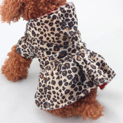 Adorable and Warm Winter Leopard Hoodie Coat for Pets - Stylish Pet Apparel to Keep Your Furry Friend Cozy