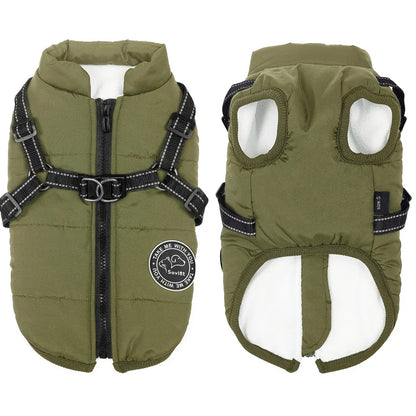 Keep your pup cand dry with this Winter Warm Dog Jacket — a waterproof fleece coat with a built-in harness, perfect for small to large dogs during chilly walks.