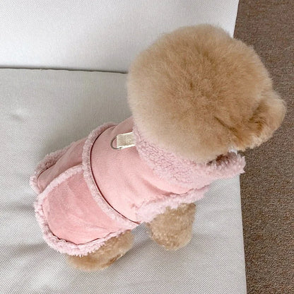 Classic Solid Color Dog Vest Autumn Winter Wool Warm Small Medium-sized Jacket Vest With Traction Buckle