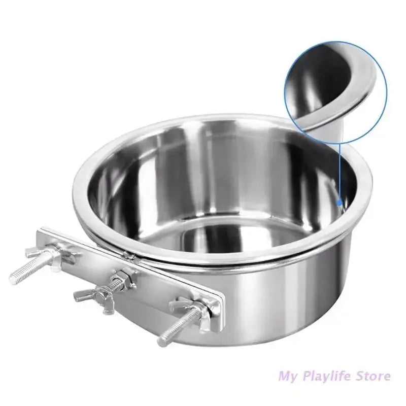 Pet Bowl Can Hang Stationary. Dog Cage Bowls. Stainless Steel Hanging Bowls Durable