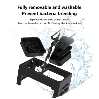 3 In1 Pet Dog Stainless Steel Slow Feed Drinking Water Bowls Anti Knock Adjustable Height