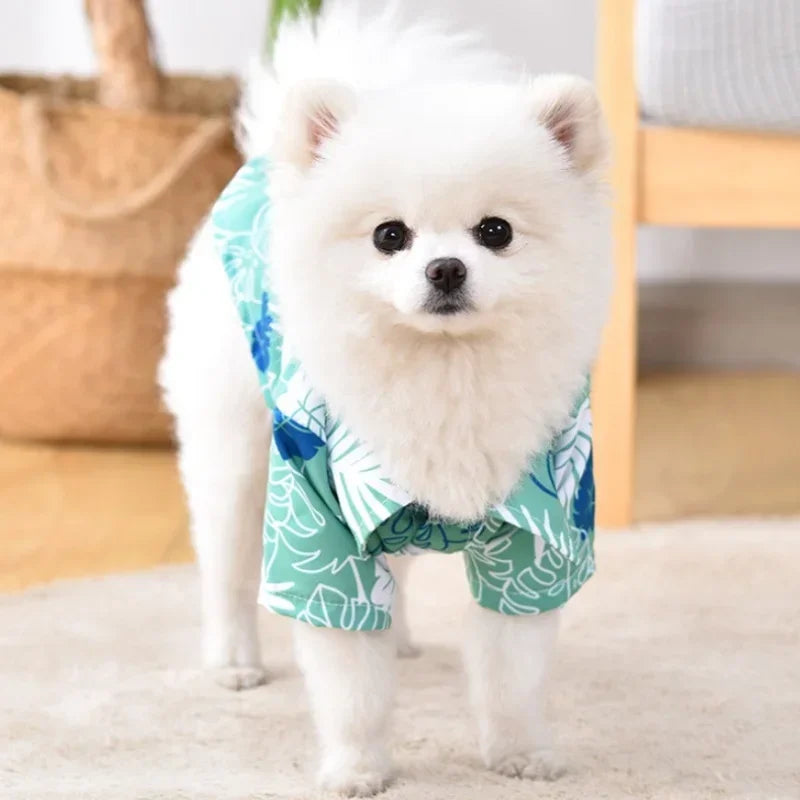 Summer Dog Clothes. Hawaiian Style Beach Dog Shirts. Fashion Puppy Vest Coconut Print