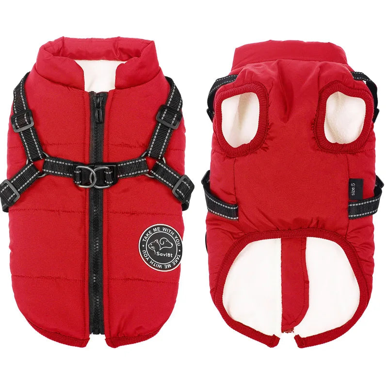 Keep your pup cand dry with this Winter Warm Dog Jacket — a waterproof fleece coat with a built-in harness, perfect for small to large dogs during chilly walks.