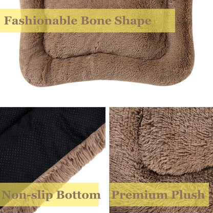Deluxe Plush Bed. Cushion Crate Mat, Fluffy Comfy Kennel Anti-Slip Washable Pad for Medium Large X-Large Dogs