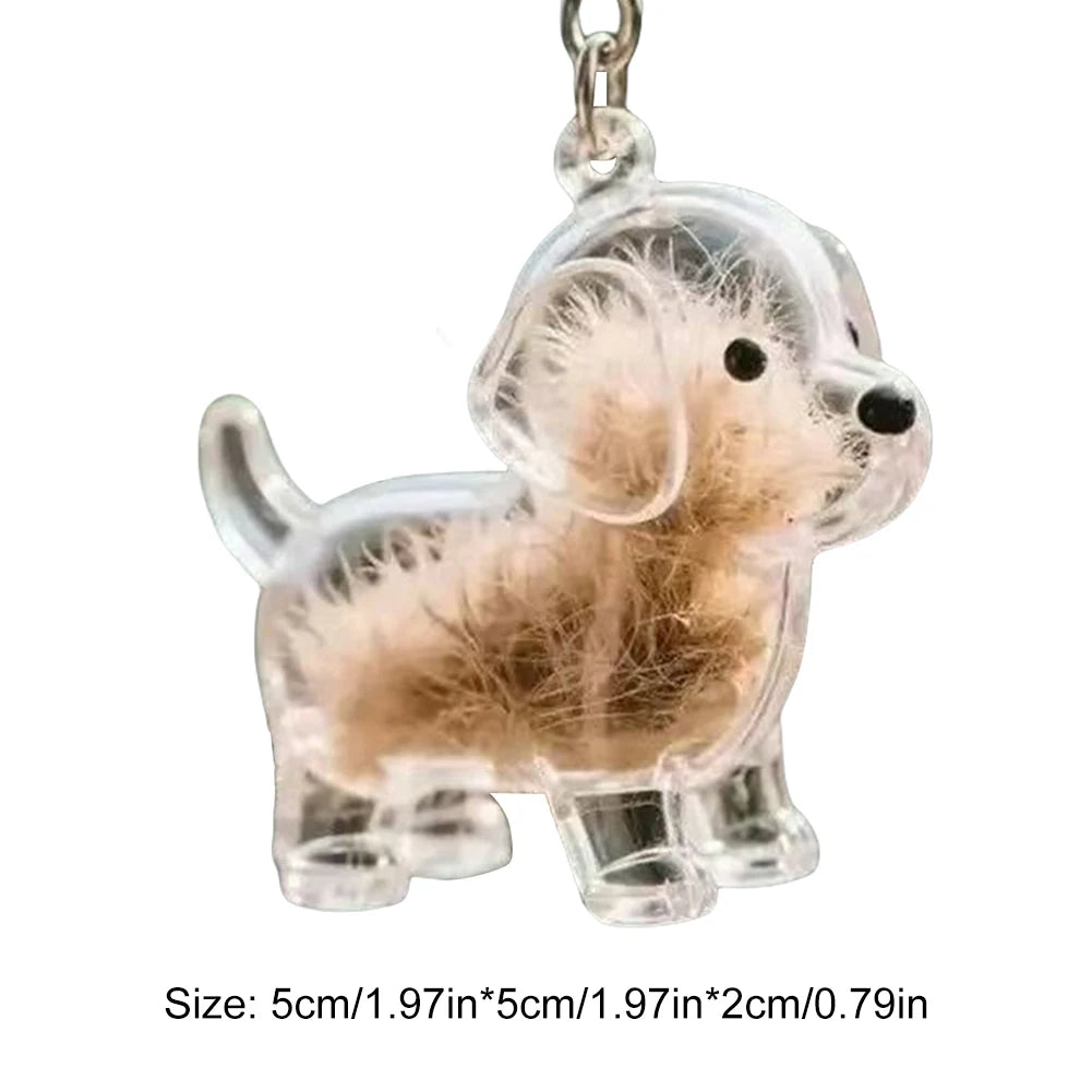Cartoon Dog Shape Dog Hair Storage Box Transparent Hair Grooming Pet Hair Keychain Pendants or  Backpacks