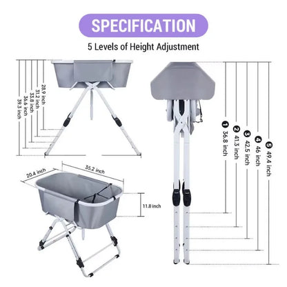 Elevated Dog Bath Tubs Grooming ,Foldable Adjustable, Ideal For Medium To Large