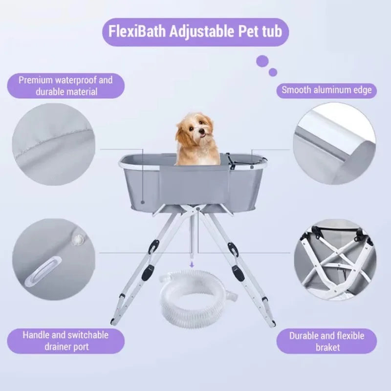 Elevated Dog Bath Tubs Grooming ,Foldable Adjustable, Ideal For Medium To Large