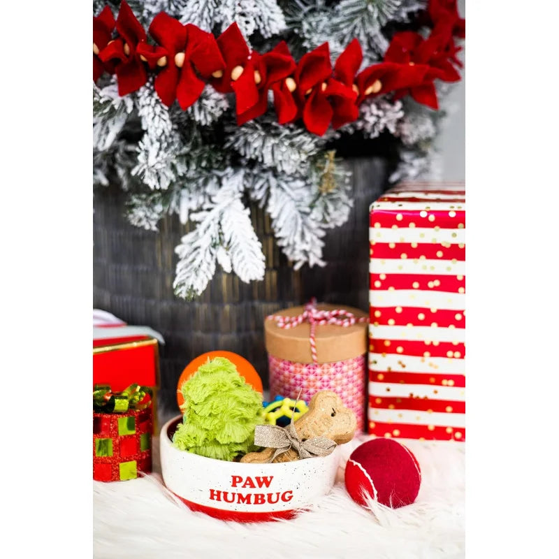 Paw Humbug Pet Bowl, Speckled Food Dish, Holiday , Holds 3 Cups