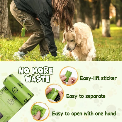 Dog Poop Bag Set with Dispenser & Leash Clip, Thick Waste Poop Bags for Puppy/Small/Medium/Large Dog & Cat