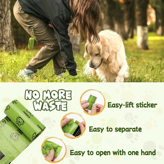 Dog Poop Bag Set with Dispenser & Leash Clip, Thick Waste Poop Bags for Puppy/Small/Medium/Large Dog & Cat