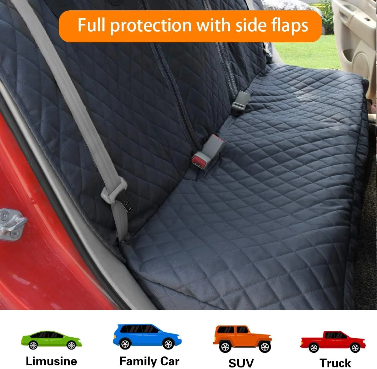 Dog Car Seat Cover, Back Seat Cover for Dogs  Waterproof Bench Seat Cover, Non-Slip