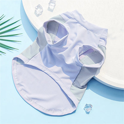 Breathable Cooling Dog T-Shirt with Ice Silk Material for Cats and Puppies - Lightweight and Soft Pet Tank Tops in Contrast