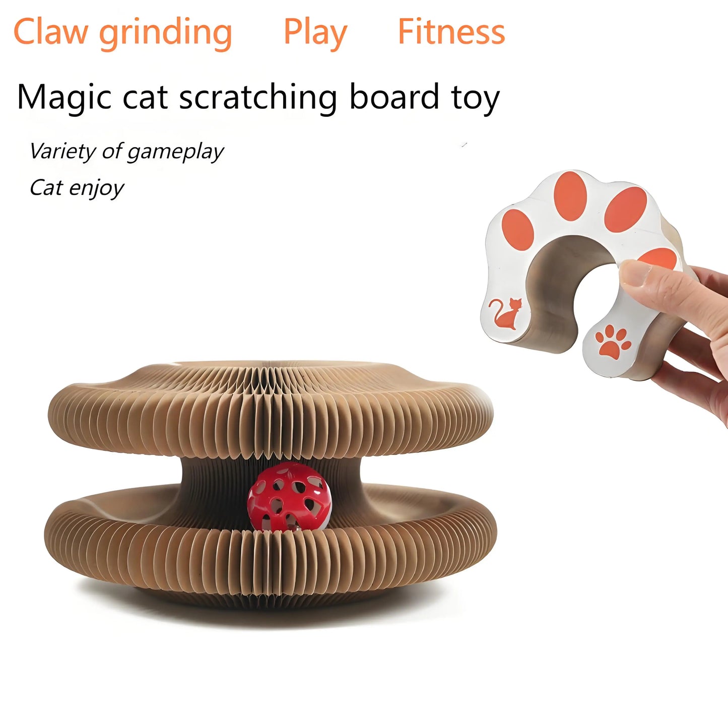 This Cat Scratching Board with Bell is a fun and durable corrugated paper toy for cats. Perfect for interactive play, claw maintenance, and stress relief, it keeps your feline entertained while protecting your furniture.