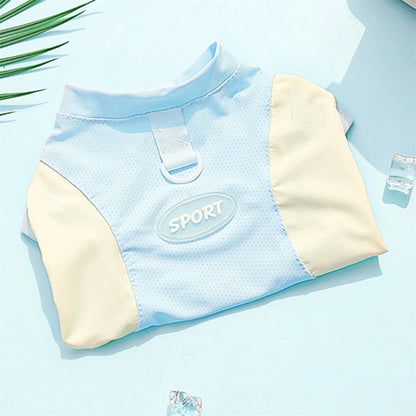 Breathable Cooling Dog T-Shirt with Ice Silk Material for Cats and Puppies - Lightweight and Soft Pet Tank Tops in Contrast