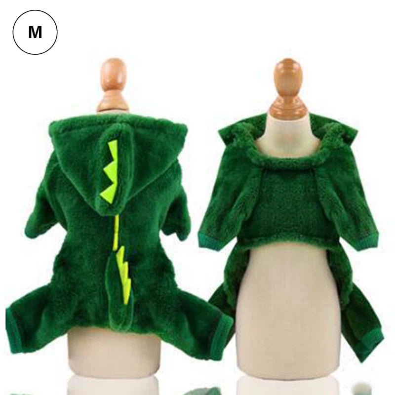 Dog Clothes Dinosaur Costumes Winter Warm Plush Coat Hoodie Puppy or small dog