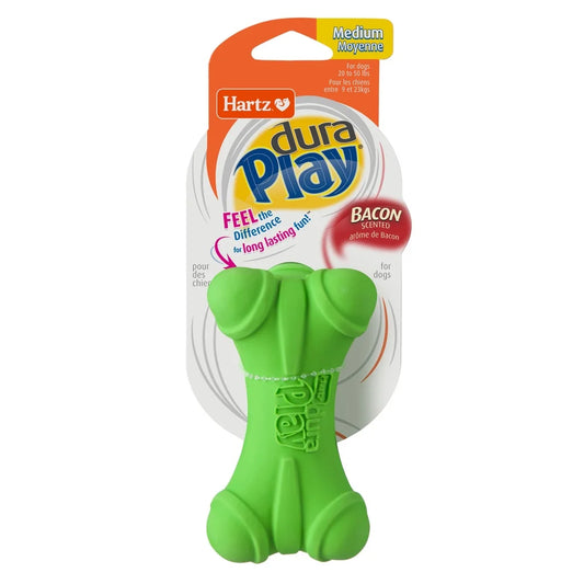 DuraPlay Medium Dog Toy 3 Pack Bacon Scented Latex Fetch Chew Flexible Durable Squeaky Indoor Outdoor Play