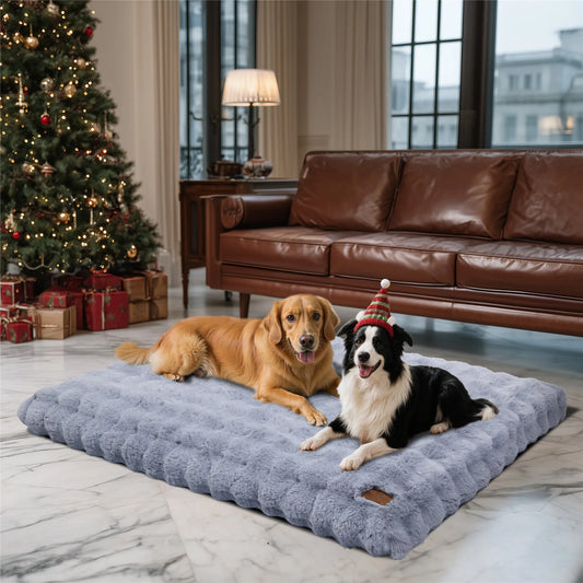 Fluffy Dog Crate Bed for Extra Large Dogs, Calming Anti Anxiety Dog Bed, Washable Soft Warm Crate