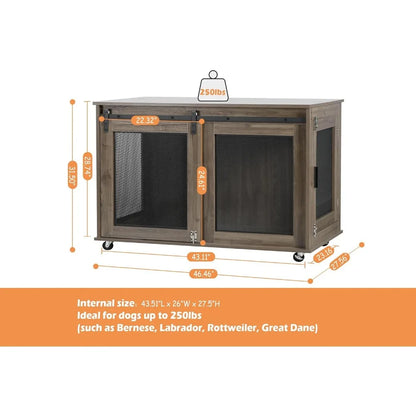 47" Extra Large Dog Crate Furniture, Wooden Heavy Duty XL Dog Indoor.