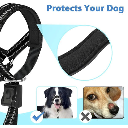Soft Dog Head Collar No Pull Adjustable Training Halter Padded Safety Nose Leash Reflective Medium Large