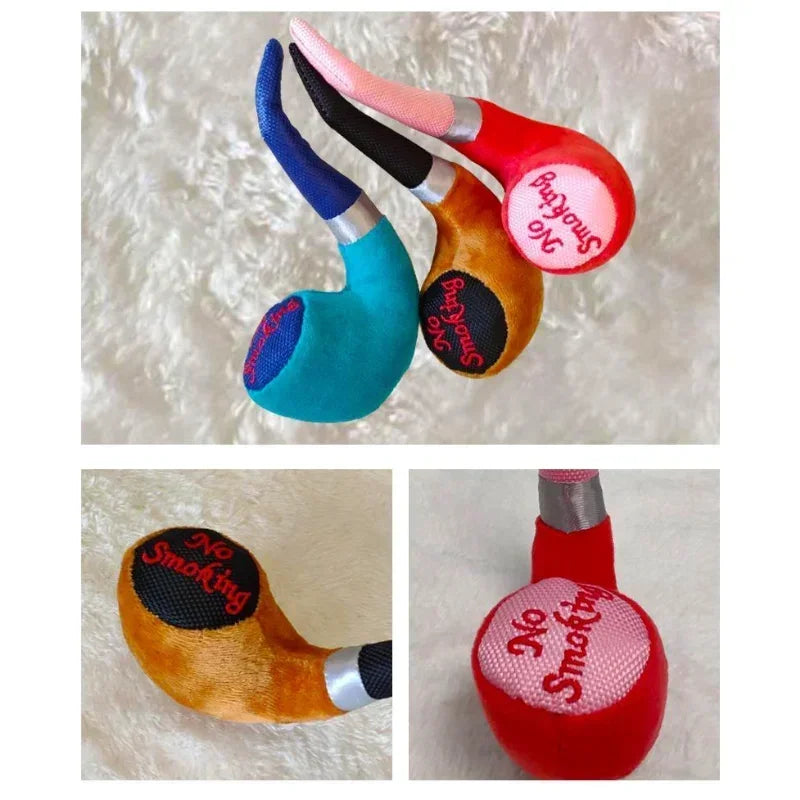 1Pc Plush Squeak Toys for Dogs Pipe Smoking  Squeaker Toy For Small Dogs