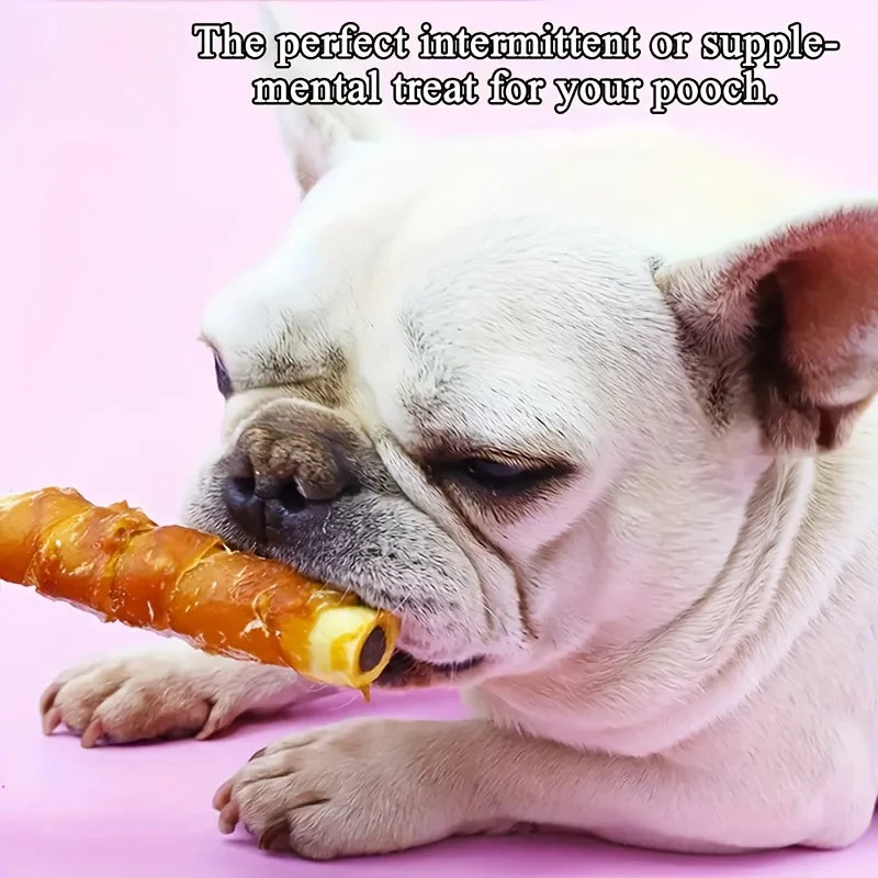 Chicken Wrapped Cowhide Chocolate Stick, Meat Dog Snacks, Made From Chicken Meat And Beef Skin, Beef Stuffing