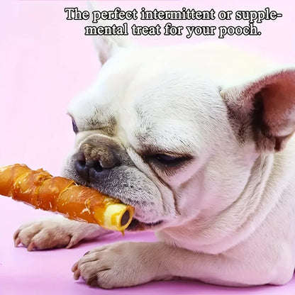 Chicken Wrapped Cowhide Chocolate Stick, Meat Dog Snacks, Made From Chicken Meat And Beef Skin, Beef Stuffing