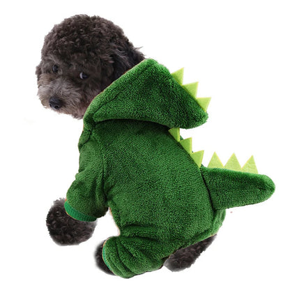 Dog Clothes Dinosaur Costumes Winter Warm Plush Coat Hoodie Puppy or small dog