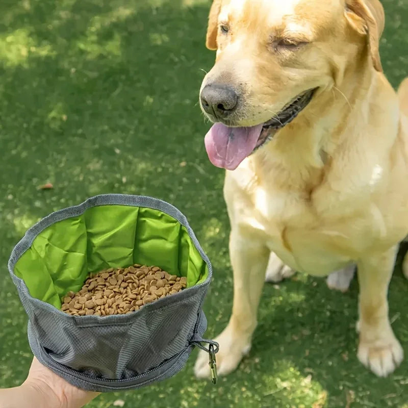 Portable Pet Water Food Feeder Bowl. Convenient, Collapsible Feeding or Water For Dog/Cat