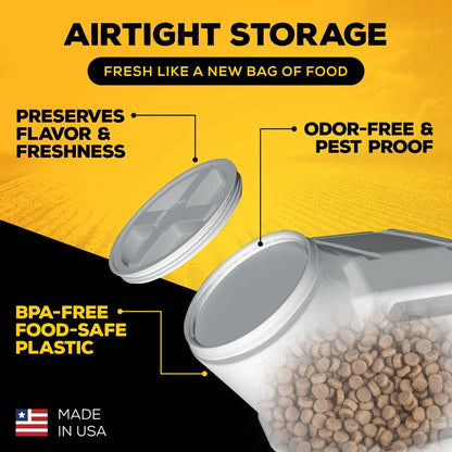 Airtight Pet Food Storage Container, 50lb Capacity, Heavy Duty, HDPE, Lockable Waterproof Sealed Pests Protection