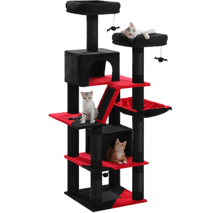 This Large Cat Tree is the ultimate multi-level playground for indoor cats. Featuring plush condos, sturdy scratching posts, cozy perches, and spacious caves, it provides endless entertainment, comfort, and climbing fun for y