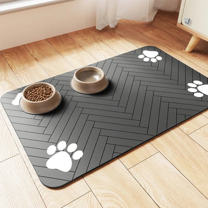 Feeding Placemat for Food and Water Bowl, with Waterproof Rubber Backing, Quick Dry Water Mat for Dog Cat