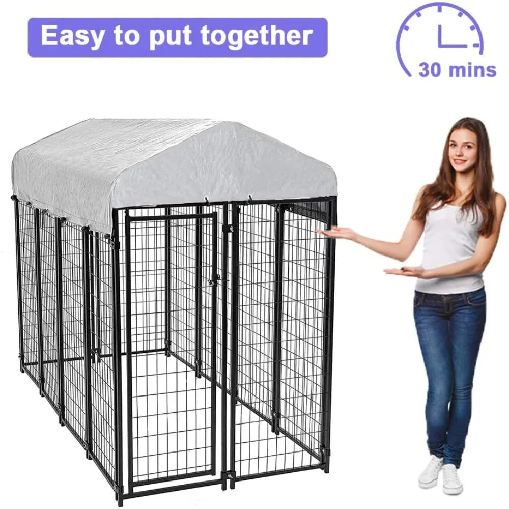 Outdoor Dog Playpen House Heavy Duty Camping UV-Resistant Waterproof Cover and Roof