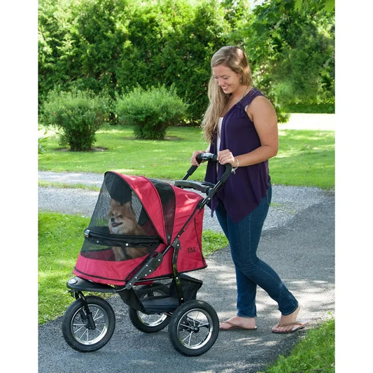 No-Zip Pet Stroller for Cats/Dogs, Zipperless Entry, Easy One-Hand Fold, Jogging Tires