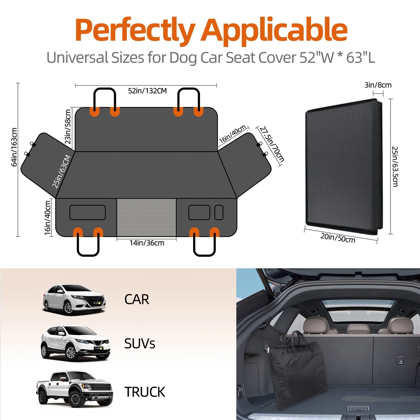 Back Seat Extender for Dogs. Holds 400LBS, Non-Slip Hardbottom Waterproof