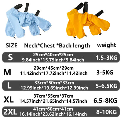 Pet outings insect proof dirt proof waterproof dog clothes four legged bag belly dust proof clothes