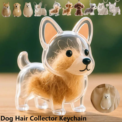Cartoon Dog Shape Dog Hair Storage Box Transparent Hair Grooming Pet Hair Keychain Pendants or  Backpacks