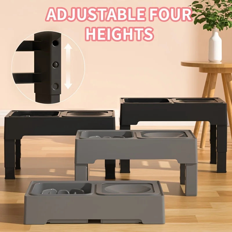 Adjustable Bowl Holder Folding. Food Bowl Table. Stainless Steel Basin. Non-slip Table Legs