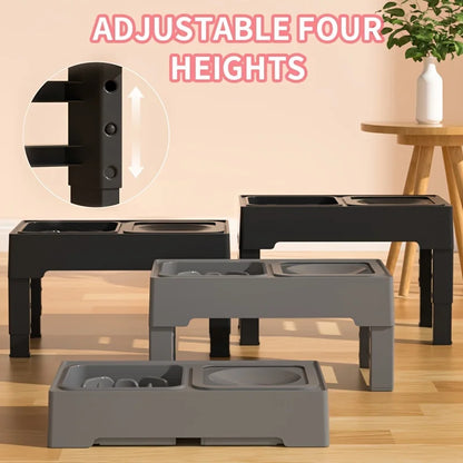 Adjustable Bowl Holder Folding. Food Bowl Table. Stainless Steel Basin. Non-slip Table Legs