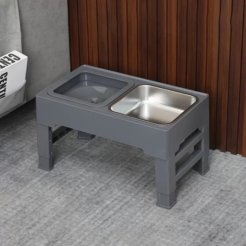 Adjustable Bowl Holder Folding. Food Bowl Table. Stainless Steel Basin. Non-slip Table Legs