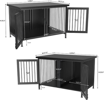 Crate with Divider for 2 Small or 1 Dog, Furniture Style Kennel Indoor Cage with Removable Panel (Int.dims:36.2”Wx24.5”Dx21”H),