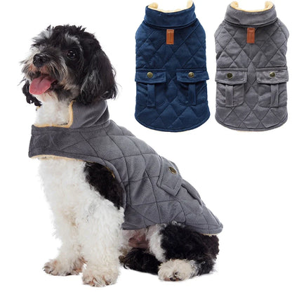 Winter Warm Plush Jackets for Dogs. Thickness Double Pockets Fashion.