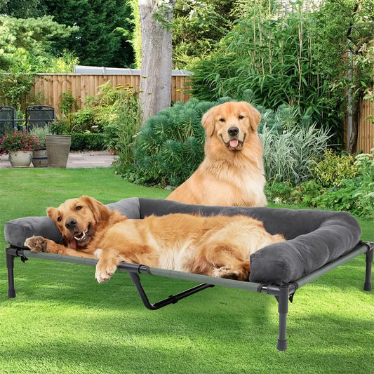 Outdoor Elevated Bed.  Cooling Lounger. Mesh Cot perfect for Camping. Bed with Detachable Plush Bolster
