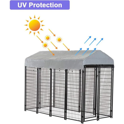Outdoor Dog Playpen House Heavy Duty Camping UV-Resistant Waterproof Cover and Roof