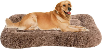 Deluxe Plush Bed. Cushion Crate Mat, Fluffy Comfy Kennel Anti-Slip Washable Pad for Medium Large X-Large Dogs