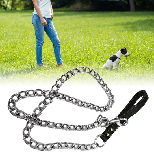 1Pcs Metal Chain Dog  With Leather Handle